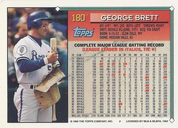 1994 Topps - Gold #180 George Brett Back