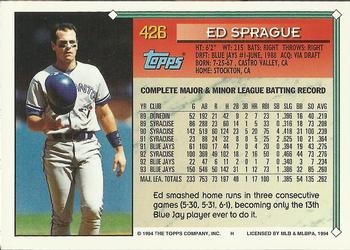 1994 Topps - Gold #426 Ed Sprague Back