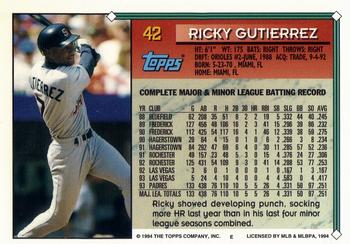 1994 Topps - Gold #42 Ricky Gutierrez Back