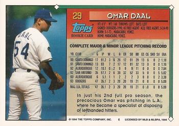 1994 Topps - Gold #29 Omar Daal Back