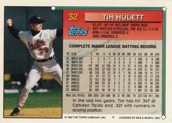 1994 Topps - Gold #32 Tim Hulett Back