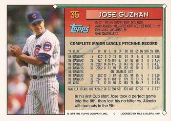 1994 Topps - Gold #35 Jose Guzman Back