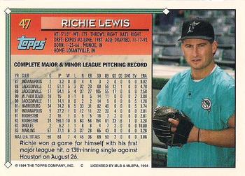 1994 Topps - Gold #47 Richie Lewis Back