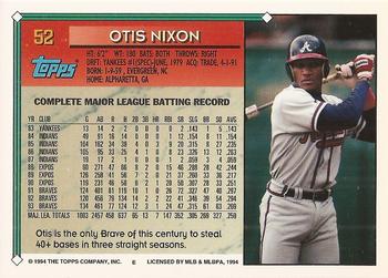 1994 Topps - Gold #52 Otis Nixon Back