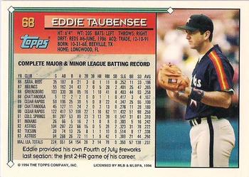 1994 Topps - Gold #68 Eddie Taubensee Back