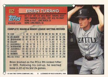 1994 Topps - Gold #82 Brian Turang Back