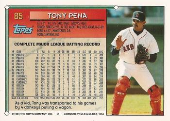 1994 Topps - Gold #85 Tony Pena Back