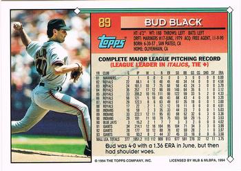 1994 Topps - Gold #89 Bud Black Back
