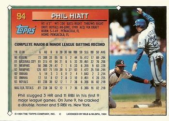 1994 Topps - Gold #94 Phil Hiatt Back
