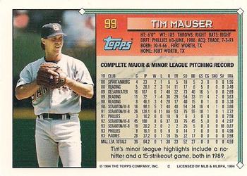 1994 Topps - Gold #99 Tim Mauser Back