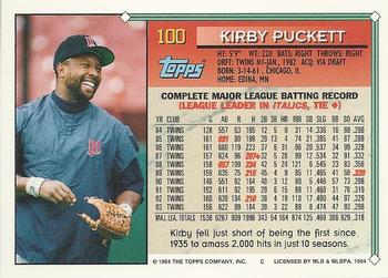 1994 Topps - Gold #100 Kirby Puckett Back