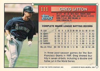 1994 Topps - Gold #111 Greg Litton Back