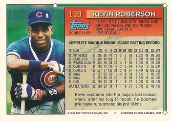 1994 Topps - Gold #119 Kevin Roberson Back