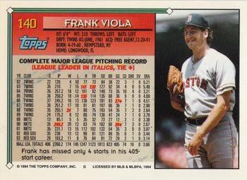 1994 Topps - Gold #140 Frank Viola Back