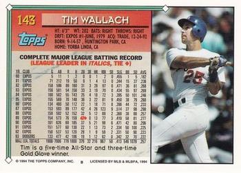 1994 Topps - Gold #143 Tim Wallach Back