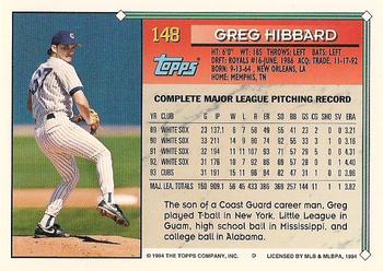 1994 Topps - Gold #148 Greg Hibbard Back