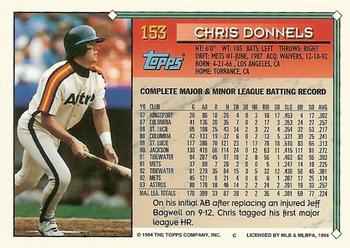 1994 Topps - Gold #153 Chris Donnels Back