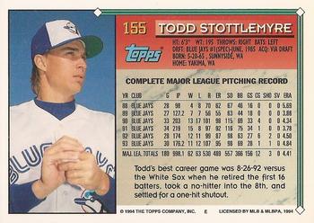 1994 Topps - Gold #155 Todd Stottlemyre Back