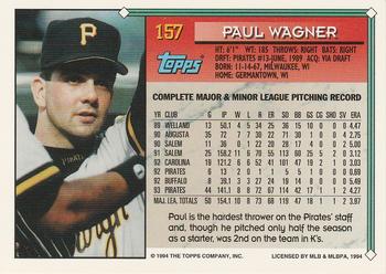 1994 Topps - Gold #157 Paul Wagner Back