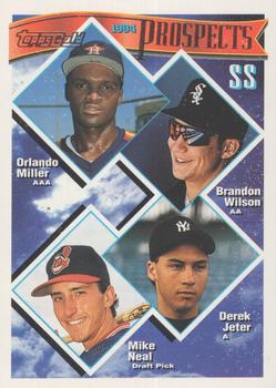 1994 Topps - Gold #158 SS Prospects (Orlando Miller / Brandon Wilson / Derek Jeter / Mike Neal) Front