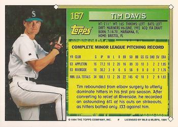 1994 Topps - Gold #167 Tim Davis Back
