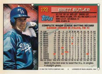 1994 Topps - Gold #172 Brett Butler Back