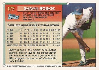 1994 Topps - Gold #177 Shawn Boskie Back