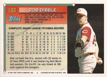1994 Topps - Gold #183 Rob Dibble Back