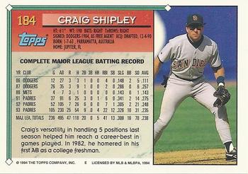 1994 Topps - Gold #184 Craig Shipley Back