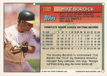 1994 Topps - Gold #188 Mike Bordick Back