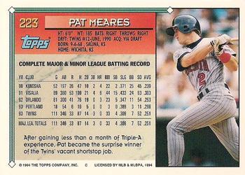 1994 Topps - Gold #223 Pat Meares Back