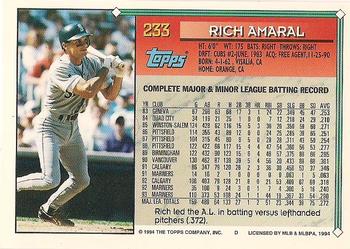 1994 Topps - Gold #233 Rich Amaral Back