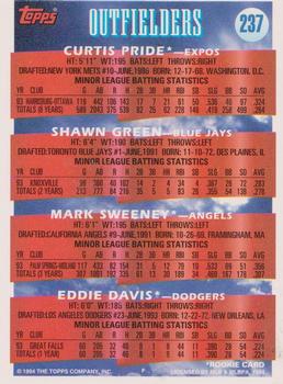 1994 Topps - Gold #237 OF Prospects (Curtis Pride / Shawn Green / Mark Sweeney / Eddie Davis) Back