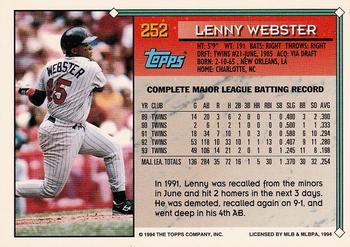 1994 Topps - Gold #252 Lenny Webster Back