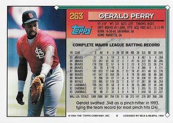1994 Topps - Gold #263 Gerald Perry Back