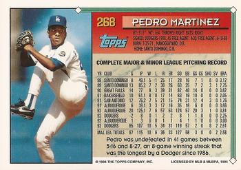 1994 Topps - Gold #268 Pedro Martinez Back