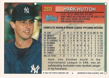 1994 Topps - Gold #269 Mark Hutton Back