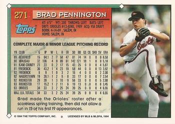1994 Topps - Gold #271 Brad Pennington Back