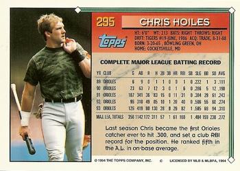 1994 Topps - Gold #295 Chris Hoiles Back