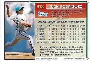 1994 Topps - Gold #312 Rich Rodriguez Back