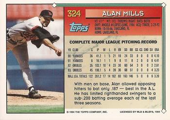 1994 Topps - Gold #324 Alan Mills Back