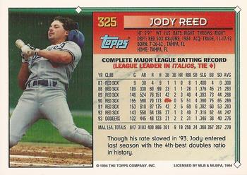1994 Topps - Gold #325 Jody Reed Back
