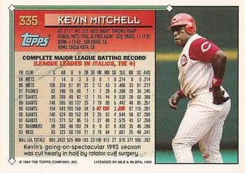 1994 Topps - Gold #335 Kevin Mitchell Back