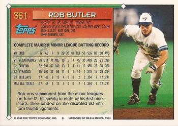 1994 Topps - Gold #361 Rob Butler Back