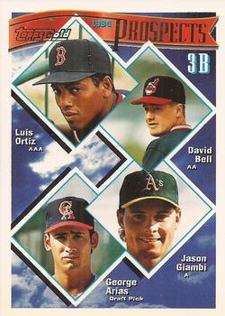 1994 Topps - Gold #369 3B Prospects (Luis Ortiz / David Bell / Jason Giambi / George Arias) Front