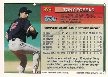 1994 Topps - Gold #378 Tony Fossas Back