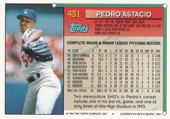 1994 Topps - Gold #431 Pedro Astacio Back