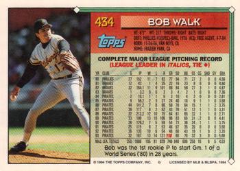 1994 Topps - Gold #434 Bob Walk Back