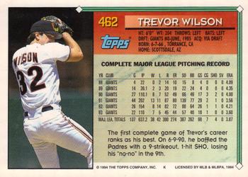 1994 Topps - Gold #462 Trevor Wilson Back