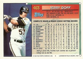 1994 Topps - Gold #463 Jerry Goff Back